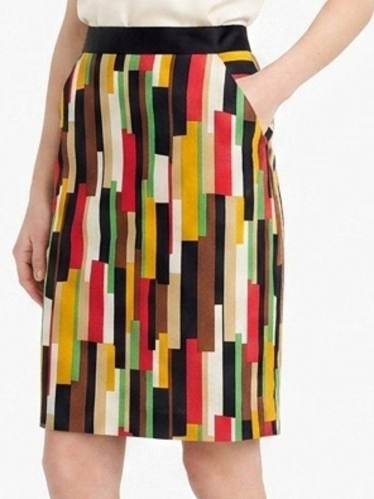 Milly Of New York Silk/Linen Blend Colour Block Pencil Skirt- Sz. 4